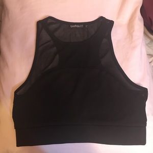 boohoo black mesh sports bra